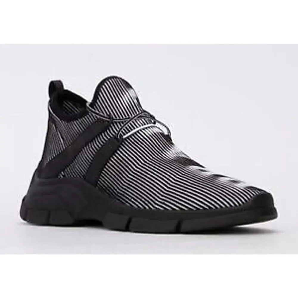 Prada Logo Knit Row Sock Black White Low Flat Trainer Sneaker Men UK 9.5 US 10.5 - Picture 4 of 12